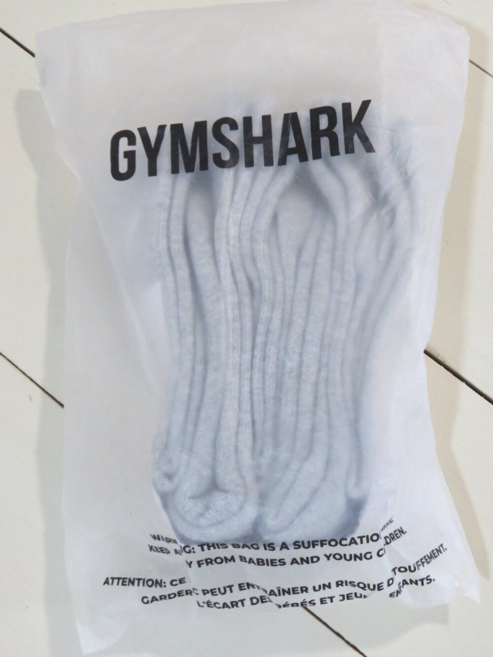 NEW Gymshark Gray Crew Athletic Socks with White Logo - 5 Pack - SIZE SMALL